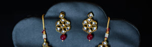 Red Kundan Beads Necklace Set