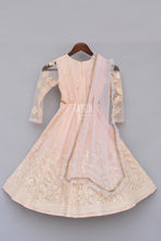Load image into Gallery viewer, Girls Baby Pink Embroidery Anarkali With Frill Dupatta