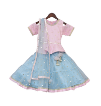 Load image into Gallery viewer, Girls Baby Pink Embroidery Peplum With Net Anarkali One Piece