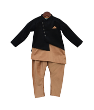 Load image into Gallery viewer, Boys Black Jacket With Kurta & Churidar