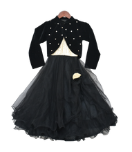 Load image into Gallery viewer, Girls Black Net Gown With Shrug