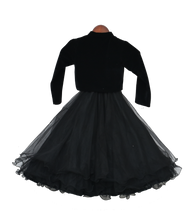 Load image into Gallery viewer, Girls Black Net Gown With Shrug