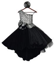 Load image into Gallery viewer, Girls Black Velvet & Net Gown