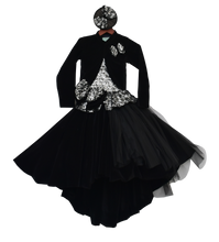 Load image into Gallery viewer, Girls Black Velvet & Net Gown With Shrug
