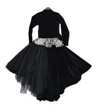 Load image into Gallery viewer, Girls Black Velvet & Net Gown With Shrug