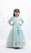 Load image into Gallery viewer, Girls Blue Luckhnawi Anarkali