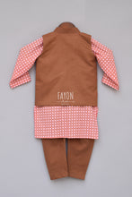 Load image into Gallery viewer, Boys Brown Nehru Jacket With Printed Kurta