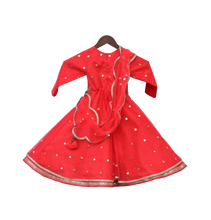 Load image into Gallery viewer, Girls Coral Booti Net Anarkali