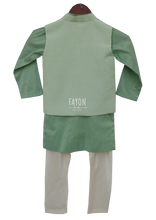 Load image into Gallery viewer, Boys Green Linen Nehru Jacket