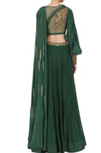 Load image into Gallery viewer, Half And Half Crop Top Skirt With Draped Dupatta