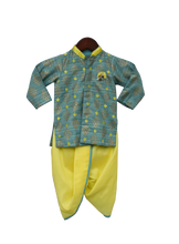 Load image into Gallery viewer, Boys Khadi Printed Kurta With Yellow Dhoti