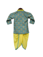 Load image into Gallery viewer, Boys Khadi Printed Kurta With Yellow Dhoti