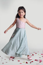 Load image into Gallery viewer, Girls Sea Green And Pastel Pink Party Gown