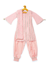 Load image into Gallery viewer, Girls Pastel Pink Harem And Kurta Set With Dupatta For Girls