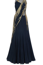Load image into Gallery viewer, Midnight Blue Drape Saree Gown With Handwork