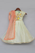 Load image into Gallery viewer, Girls Mint Green Anarkali Dress With Peach Dupatta in Suwanee