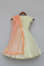 Load image into Gallery viewer, Girls Mint Green Anarkali Dress With Peach Dupatta in Las Vegas