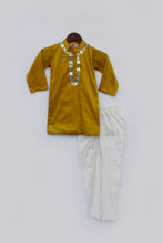 Load image into Gallery viewer, Boys Mustard Yellow Silk Kurta With Chudidar
