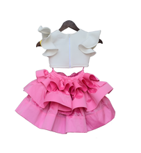 Load image into Gallery viewer, Girls Off White Unicorn Top With Pink Skirt