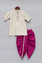 Load image into Gallery viewer, Boys Offwhite Printed Kurta With Krishna Dhoti