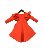 Load image into Gallery viewer, Girls Orange Lycra Dress With Multi Colour Flowers