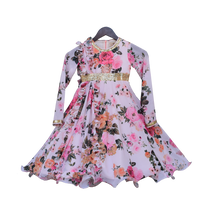 Load image into Gallery viewer, Girls Pastel Peach Floral Print Anarkali