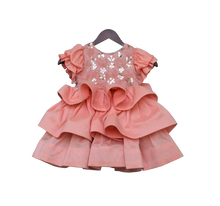 Load image into Gallery viewer, Girls Peach Sequence And Tassel Frock