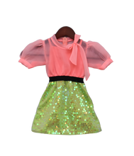 Load image into Gallery viewer, Girls Peach Organza And Sequins Dress