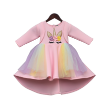 Load image into Gallery viewer, Girls Peach Unicorn Dress