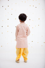 Load image into Gallery viewer, Boys Peach Zig Zag Gota Kurta & Yellow Dhoti