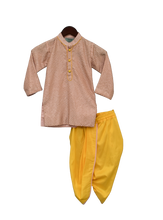Load image into Gallery viewer, Boys Peach Zig Zag Gota Kurta & Yellow Dhoti