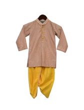 Load image into Gallery viewer, Boys Peach Zig Zag Gota Kurta & Yellow Dhoti