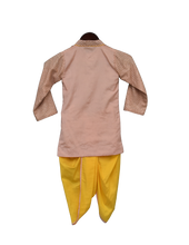 Load image into Gallery viewer, Boys Peach Zig Zag Gota Kurta & Yellow Dhoti