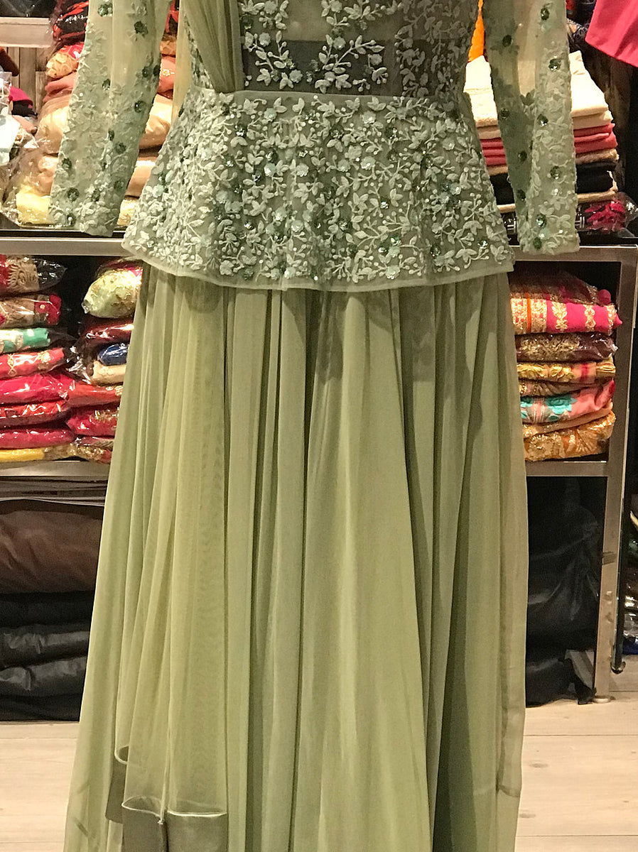 Designer Peplum self embroidered dress: Perfect Panache 48 Designer Peplum self embroidered dress: Perfect Panache 48