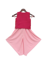 Load image into Gallery viewer, Girls Pink Top And Dhoti With Hot Pink Jacket