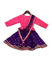 Load image into Gallery viewer, Girls Pink & Purple Sequence Embroidery Anarkali Dress