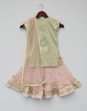 Load image into Gallery viewer, Girls Pista Green Embroidery Kurti With Sharara