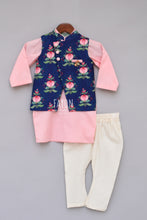 Load image into Gallery viewer, Boys Printed Nehru Jacket With Pink Kurta And Churidar