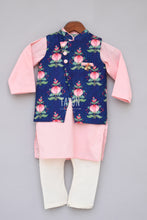 Load image into Gallery viewer, Boys Printed Nehru Jacket With Pink Kurta And Churidar