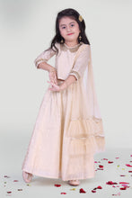 Load image into Gallery viewer, Girls Beige Skirt And Choli Set With Dupatta