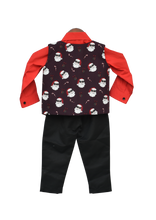 Load image into Gallery viewer, Boys Santa Claus Print Waist Coat With Pant & Shirt