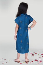Load image into Gallery viewer, Girls Blue Cotton Kaftan For Kids