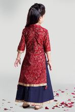 Load image into Gallery viewer, Girls Maroon And Navy Inner Outer Set For Girls