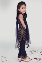 Load image into Gallery viewer, Girls Navy Blue Sharara And Kurta Set With Dupatta For Girls