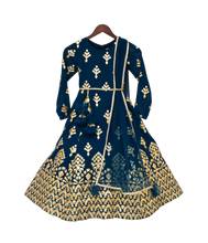 Load image into Gallery viewer, Girls Teal Blue Gota Embroidery Anarkali