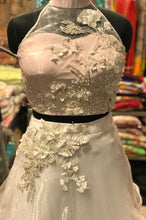 Load image into Gallery viewer, Three Layer Indowestern White N Pink Croptop Skirt