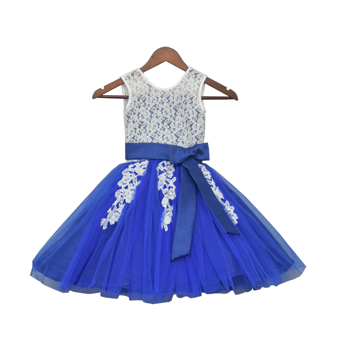 Kids Dresses: Girls White And Blue Dress