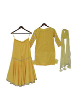 Load image into Gallery viewer, Girls Yellow Embroidery Kurti With Sharara And Dupatta