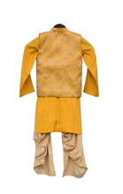 Load image into Gallery viewer, Boys Yellow Brocade Nehru Jacket Set