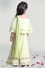 Load image into Gallery viewer, Girls Pastel Green Skirt And Choli Set With Dupatta